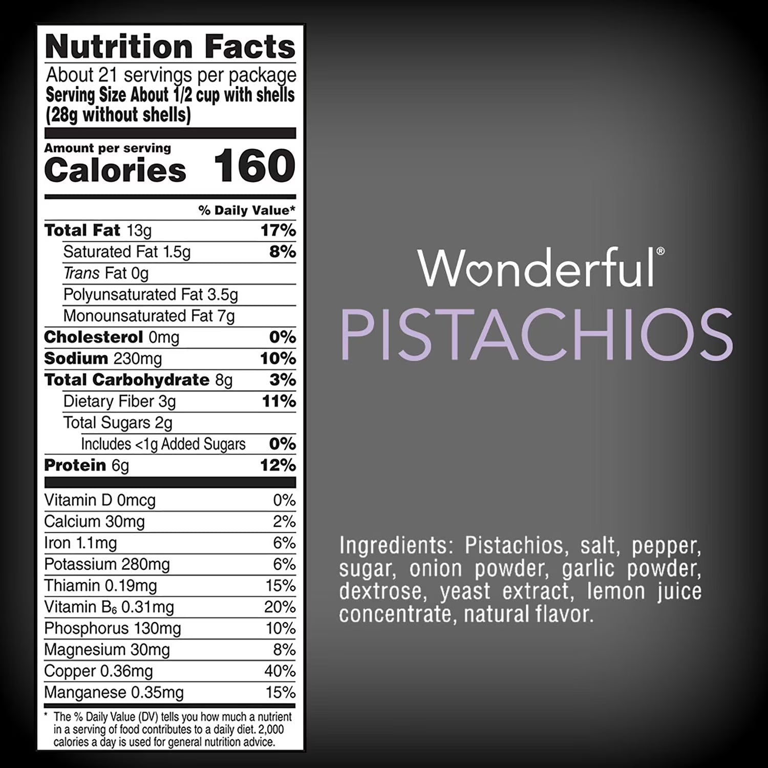원더풀 솔트 & 페퍼 피스타치오 40oz – 소금과 후추로 풍미를 더해 짭짤하고 알싸하게 즐기는 피스타치오 스낵