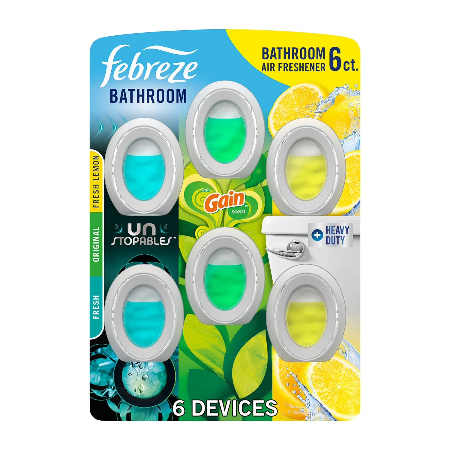 페브리즈 욕실용 공기탈취제 프레시 믹스 6 ct. – 욕실에 걸어두는 타입으로 습기와 냄새를 줄여 상쾌한 향을 유지해줍니다