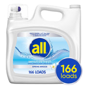 올 센서티브 스프링브리즈 액상 세탁세제, 166회, 250fl oz