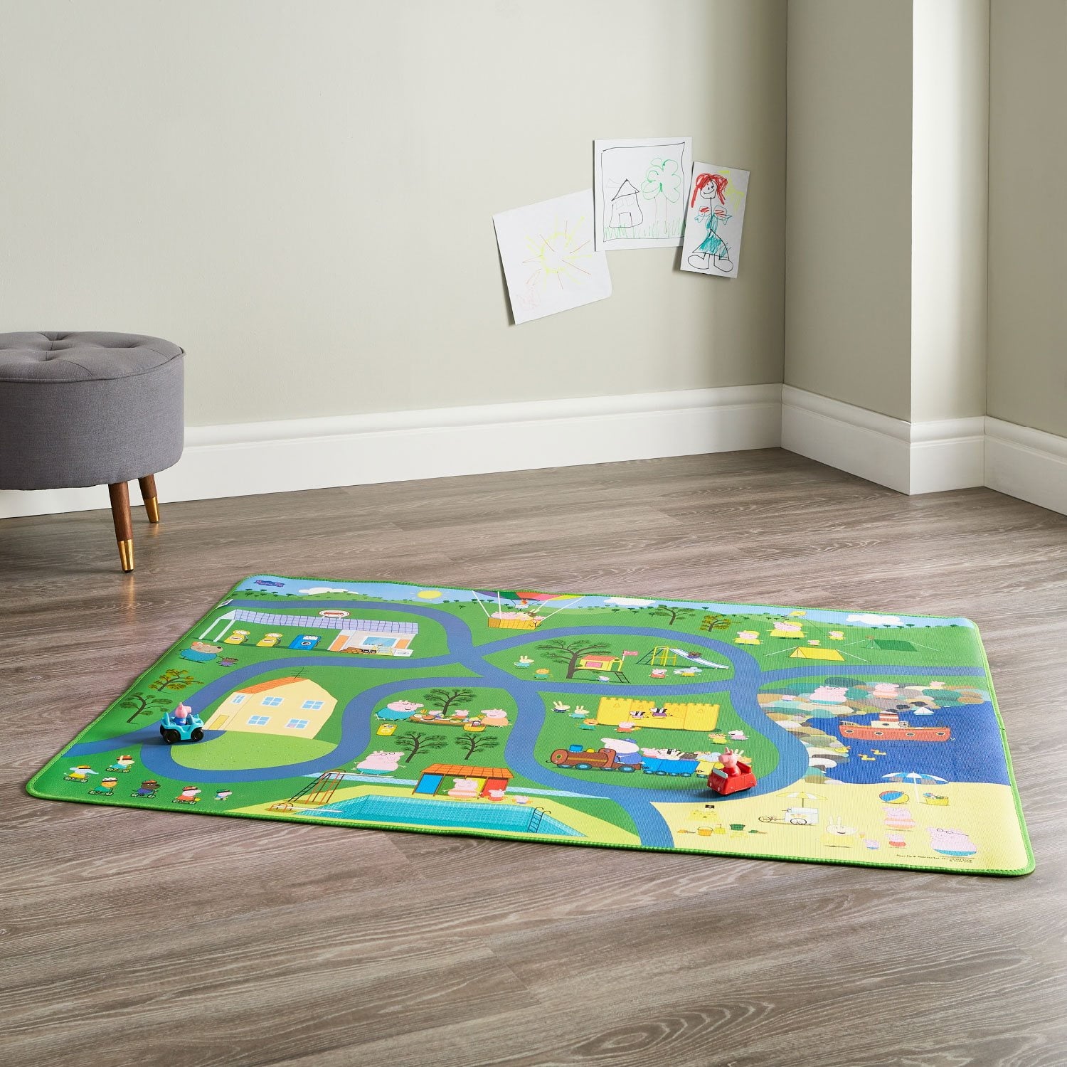 메가매트 점보 플로어 플레이매트 + 차량 2개 — 대형 놀이매트 세트