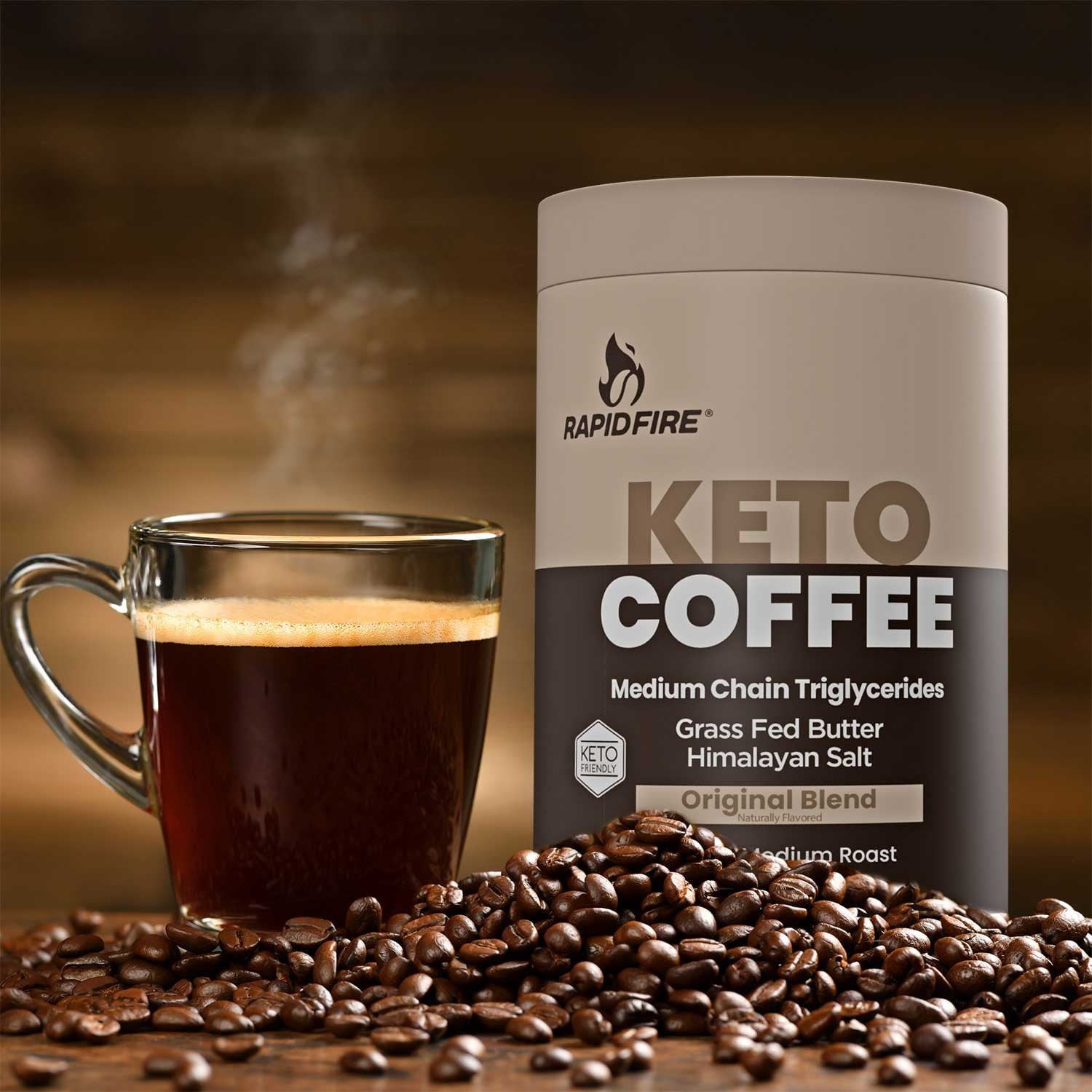 래피드 파이어 케토 인스턴트 미디엄 로스트 커피 7.93 oz × 2 – 저탄수 케토 커피