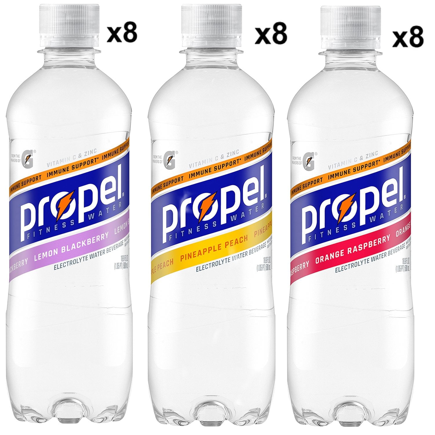 프로펠 이뮨 서포트 제로 슈거 워터 16.9 fl. oz × 24 – 비타민 C·아연 함유
