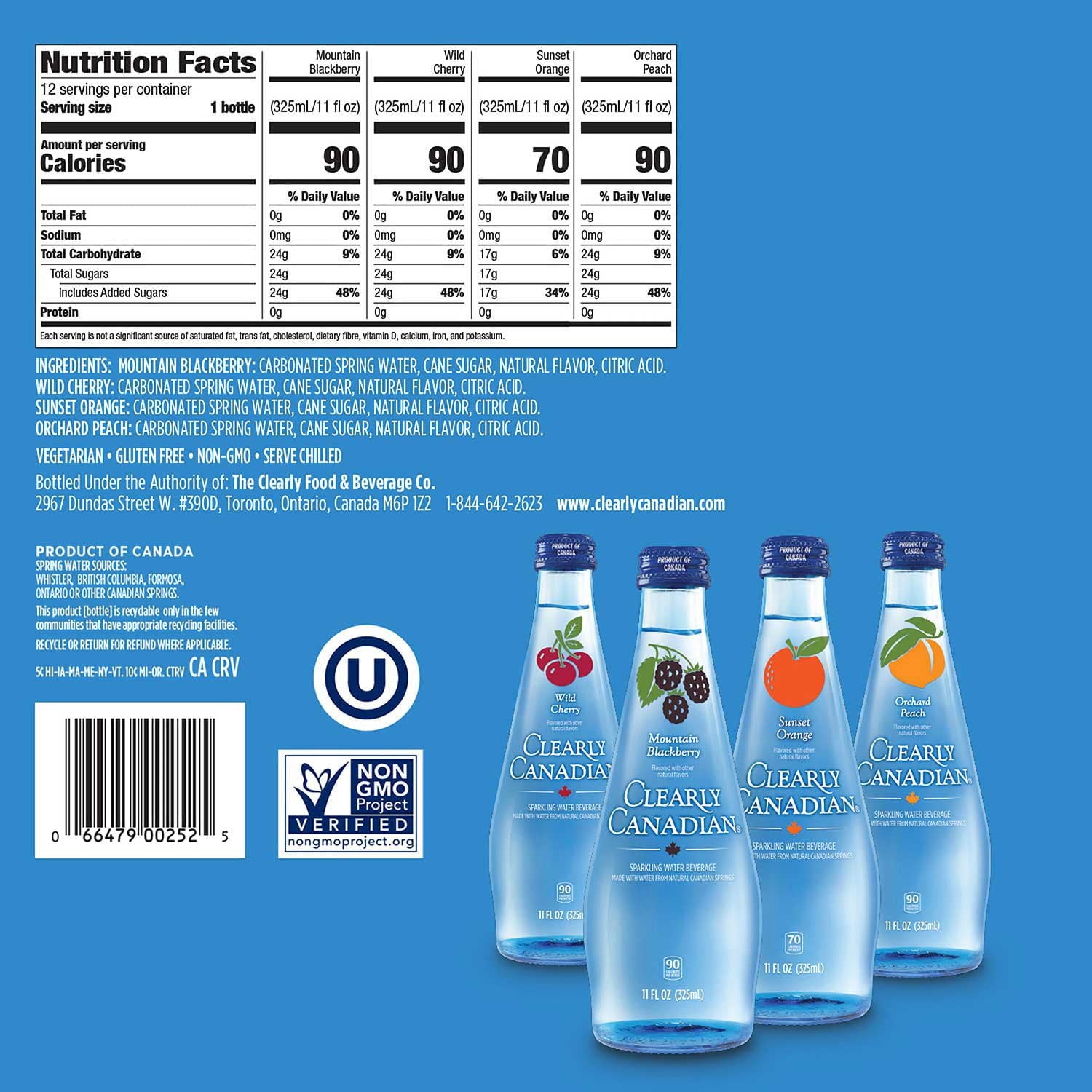 클리얼리 캐네디언 스파클링 워터 버라이어티 11 fl. oz × 12 – 복고풍 과일맛 탄산수