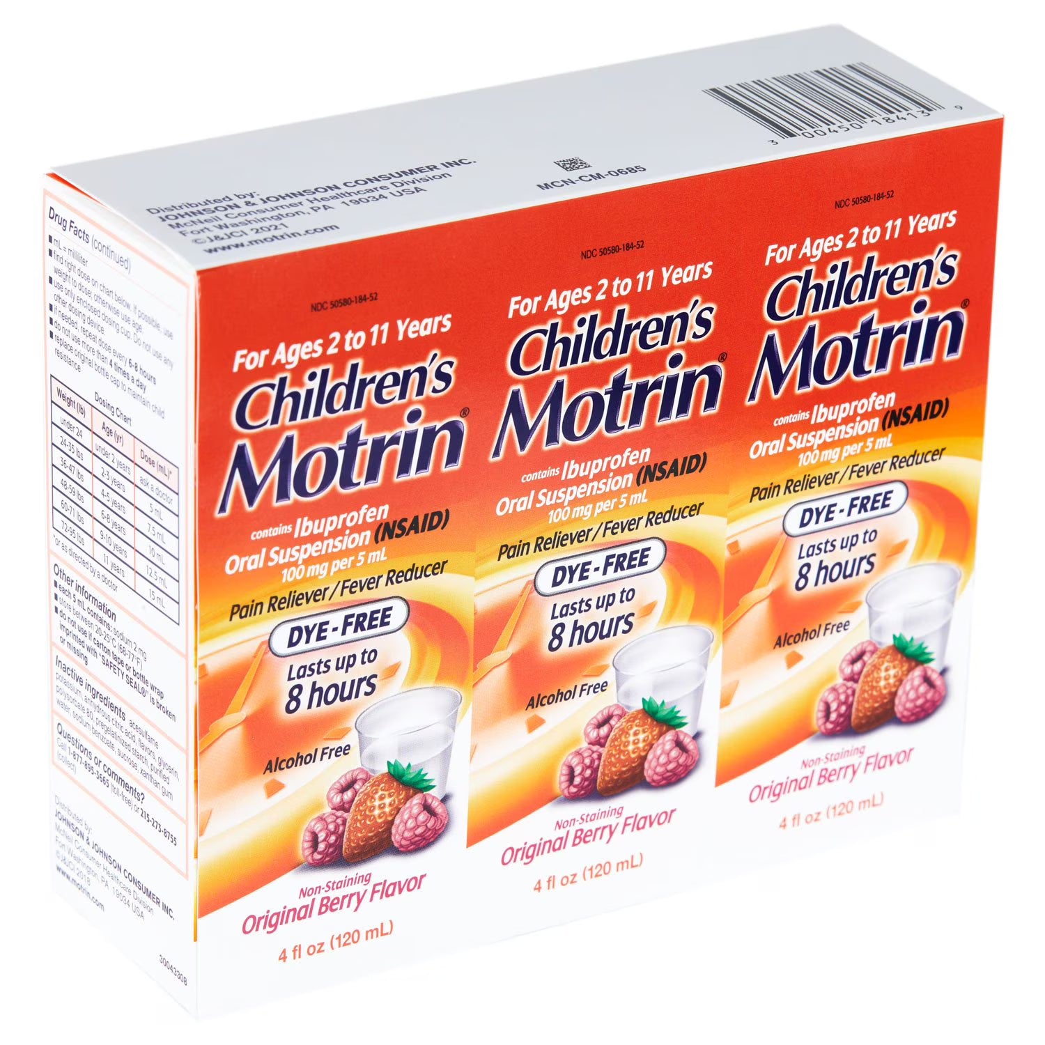 어린이용 모트린 진통·해열제(NSAID) 이부프로펜 100mg, 베리맛 4oz × 3병 1세트
