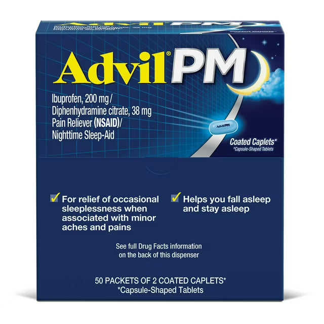애드빌  Advil PM 진통제 + 야간 수면 보조 50 포켓 x 2 정