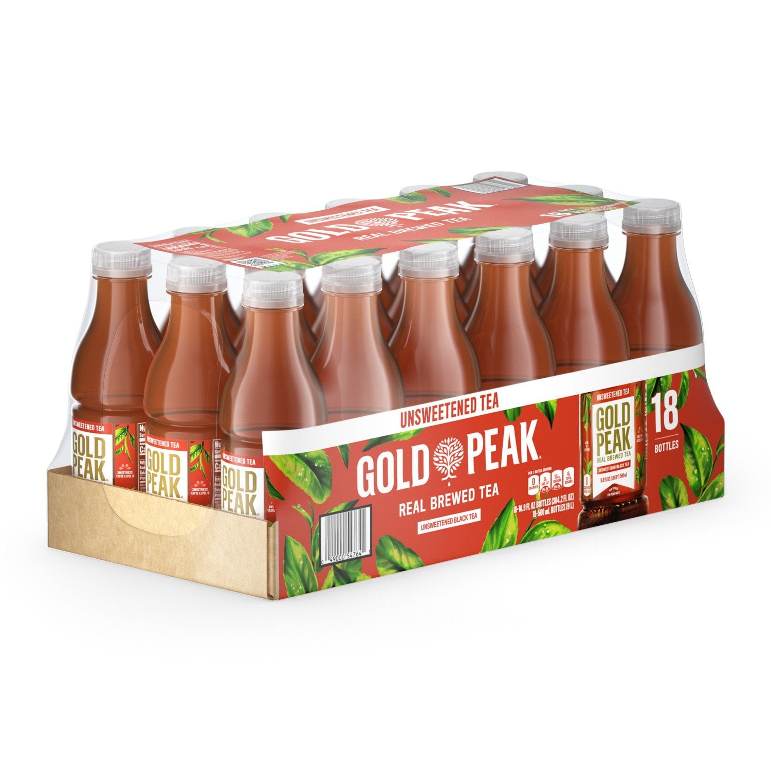 골드피크 언스위트 티 16.9 fl oz × 18 pk – 무가당 깔끔한 홍차 음료