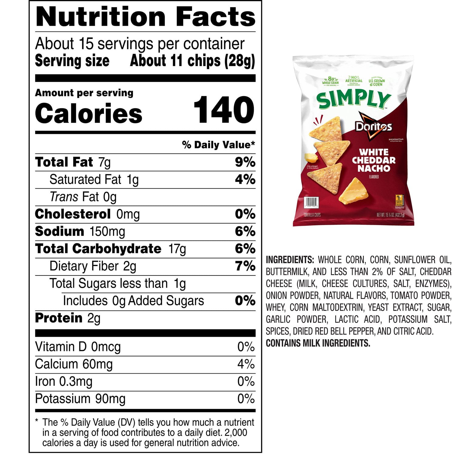 심플리 도리토스 화이트 체다 나쵸 칩 – 15.25oz