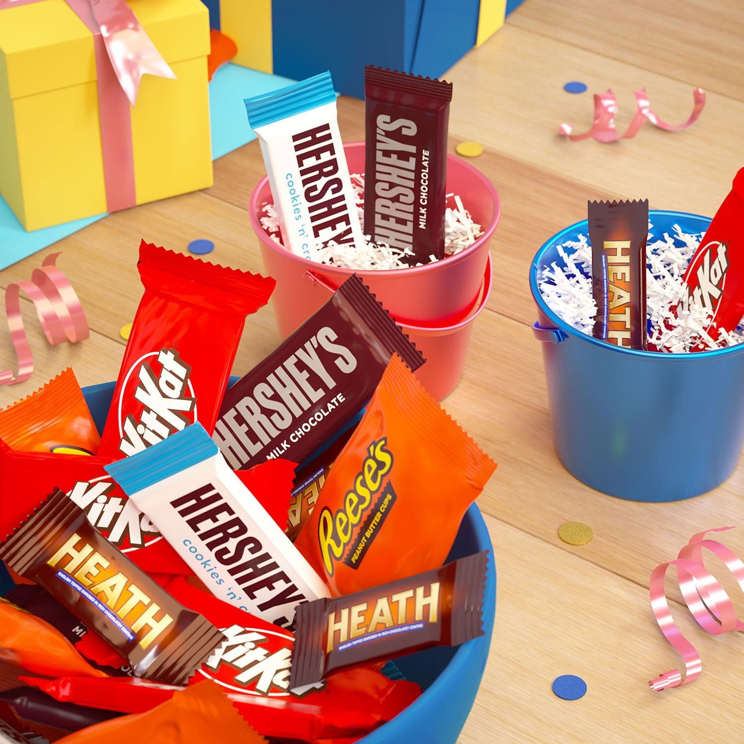 허쉬(HERSHEY'S) 어소티드 초콜릿 팩토리 페이버릿 스낵사이즈 155개 — 인기 스낵 초콜릿 모음