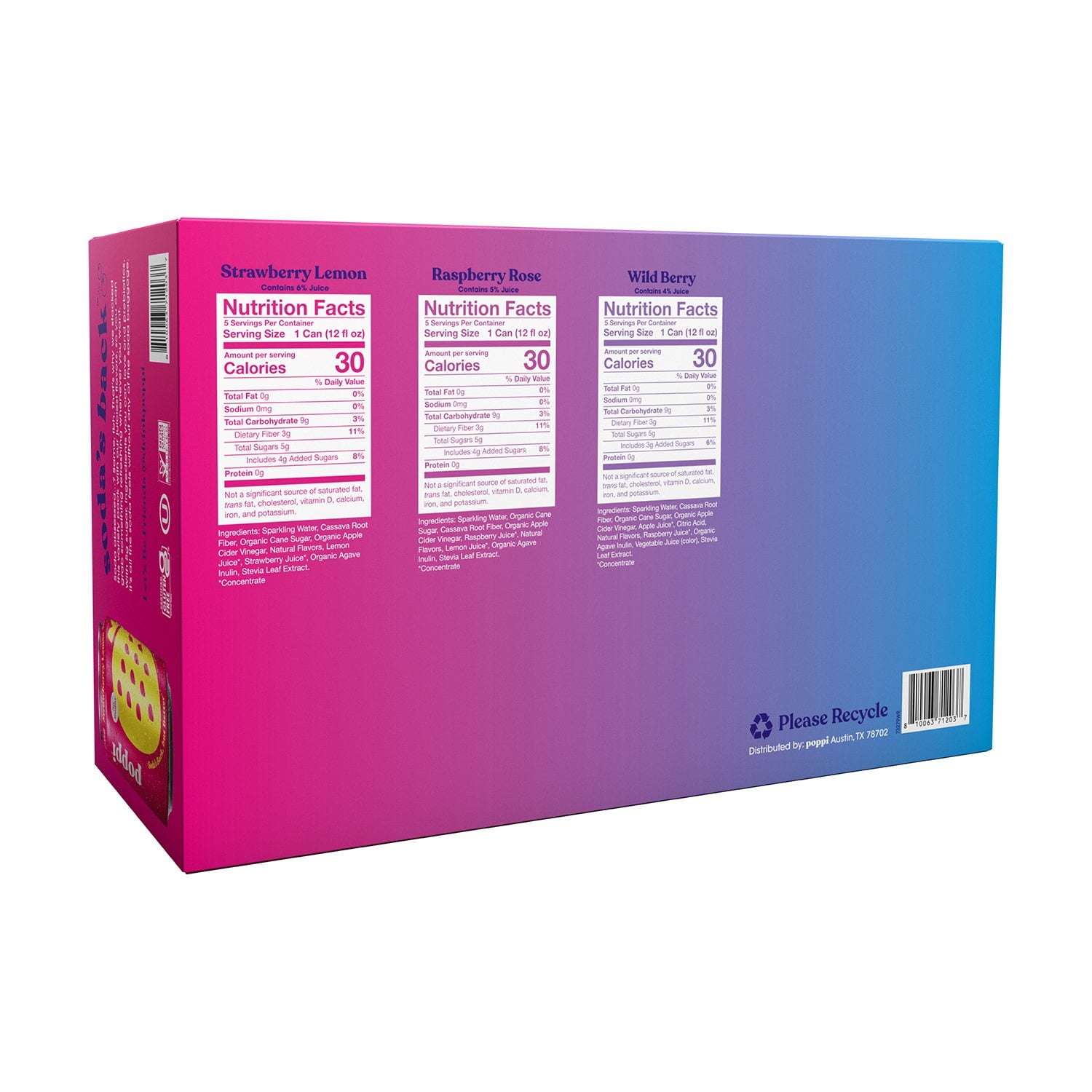 포피 프리바이오틱 소다 테이스트메이커 버라이어티 12 fl. oz × 15 – 장 건강 소다