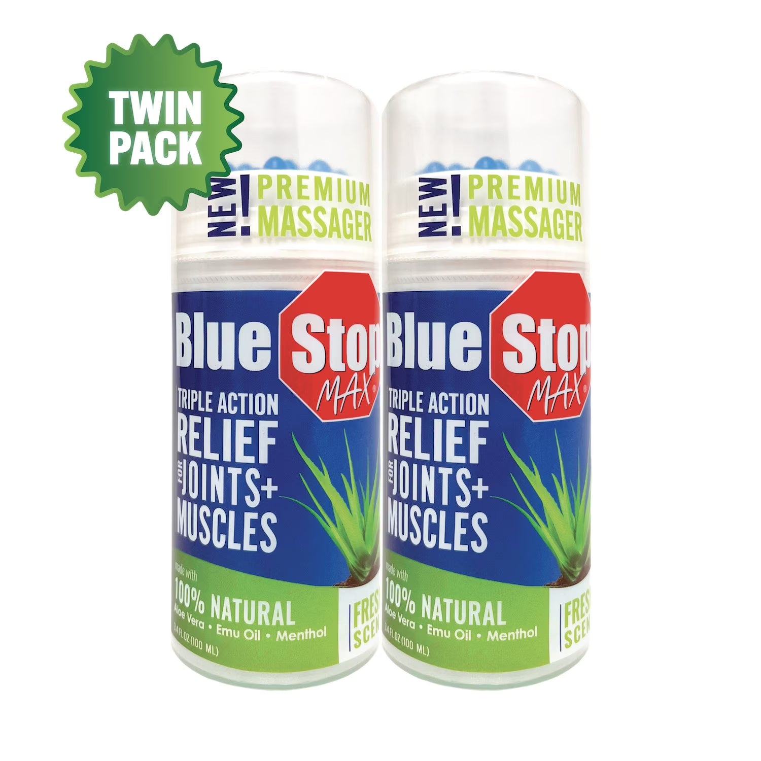 블루스탑 맥스 무릎·허리·어깨 집중 진정 마사지젤 스틱 타입 3.4oz 2팩 (1 Set)