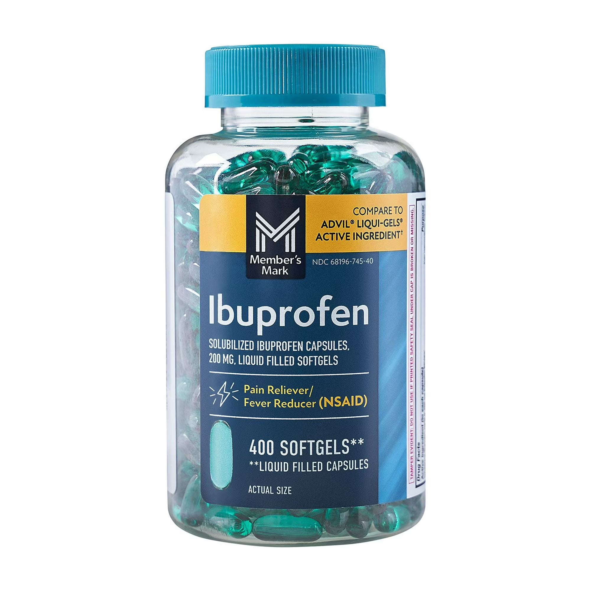 멤버스마크 이부프로펜 200mg 소프트젤 두통 근육통 생리통 진통 해열제 400캡슐 Member's Mark Ibuprofen Softgels