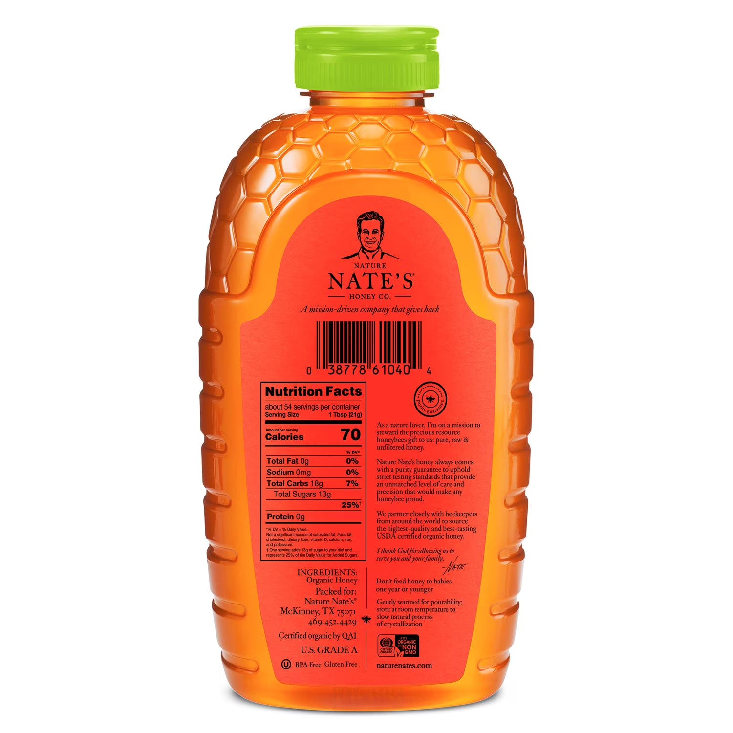 네이처 네이트 100% 유기농 생(raw) 비가열 벌꿀 40 oz – 정제되지 않은 천연 허니