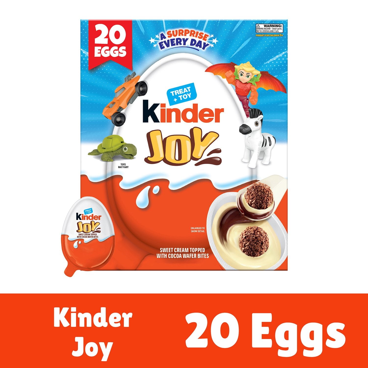킨더조이(Kinder Joy) 화이트 초콜릿 서프라이즈 에그 0.7oz × 20팩 — 장난감·초콜릿 세트