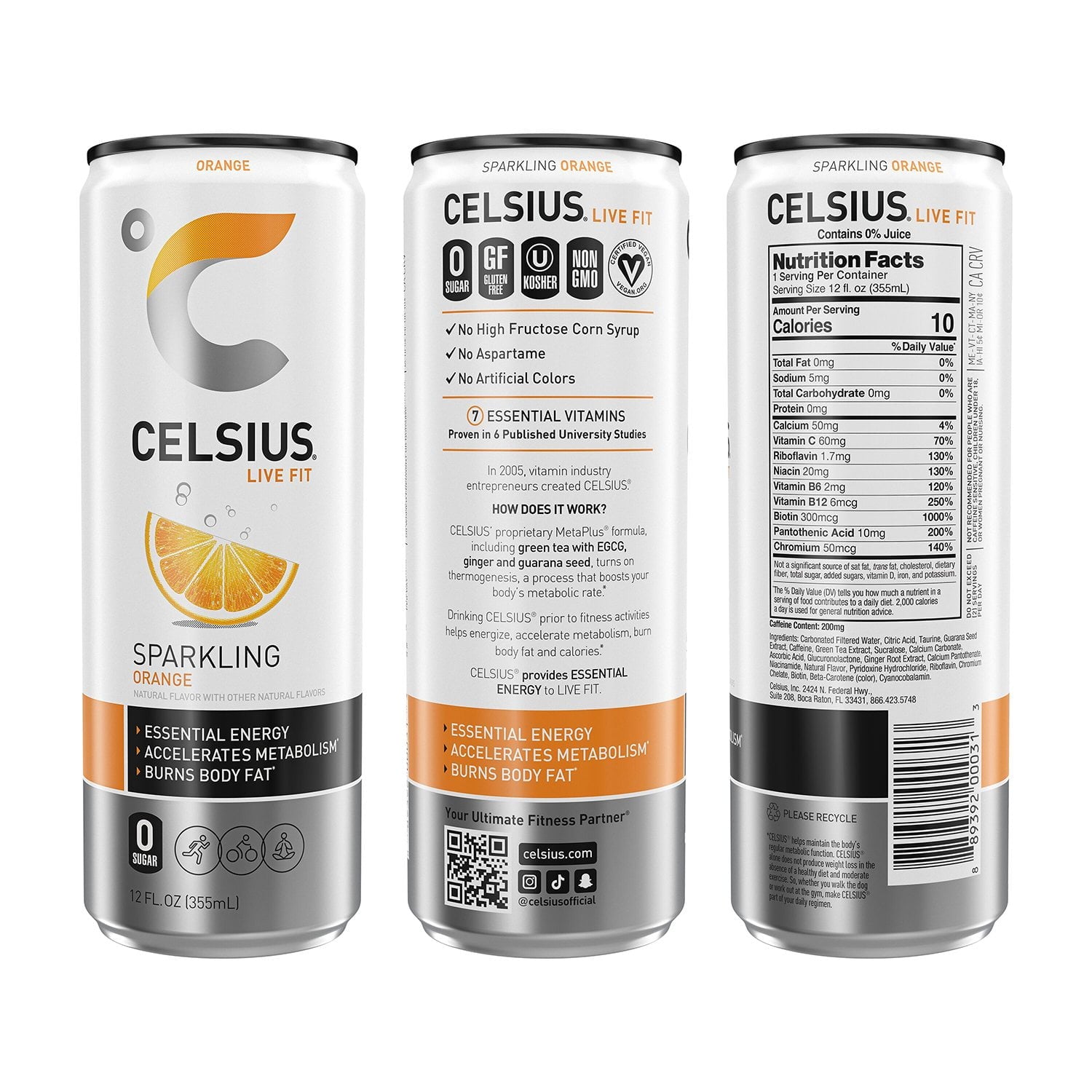 셀시우스 스파클링 코어 버라이어티 12 fl. oz × 18 – 지방 연소 서포트