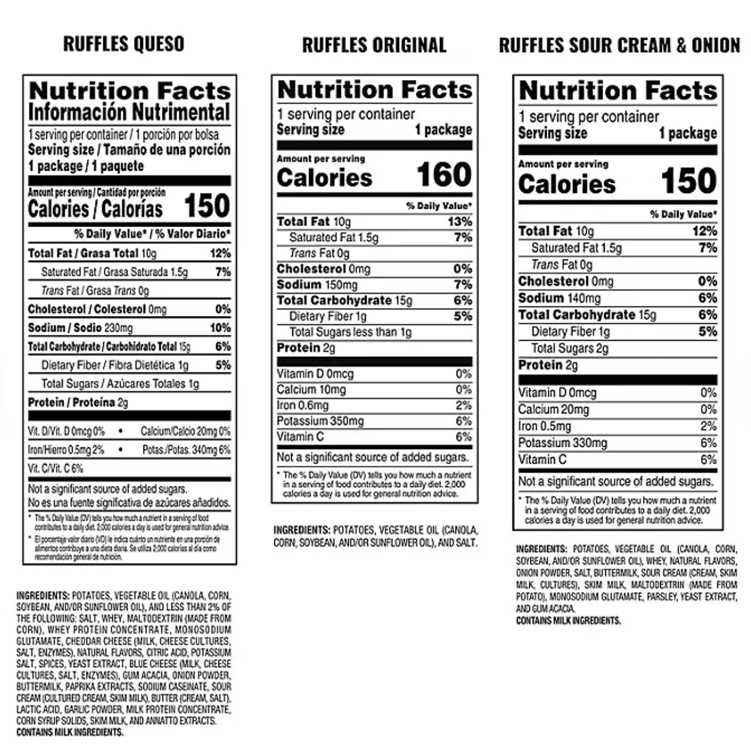 러플스 포테이토칩 버라이어티 팩(오리지널·체다·사워크림·퀘소), 30팩