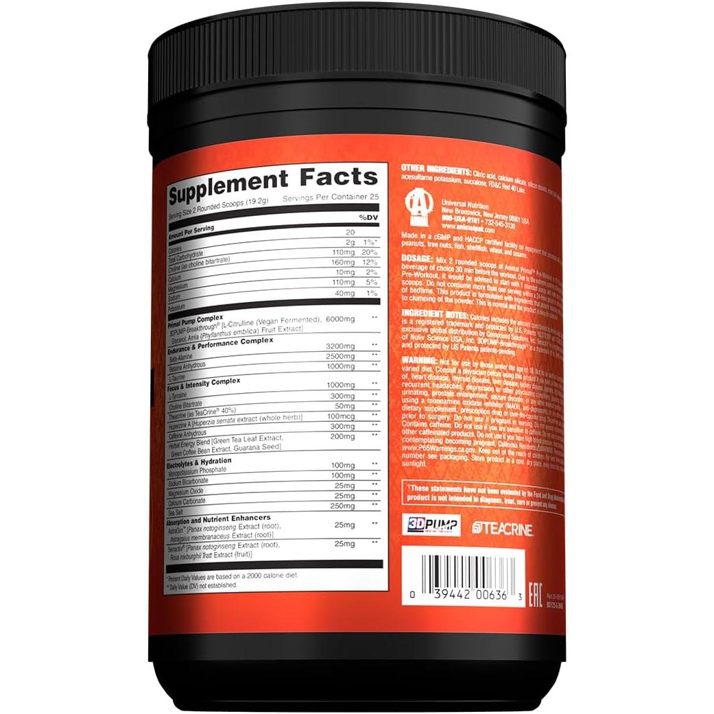 애니멀 프라이멀 로디드 프리워크아웃 – 고강도 퍼포먼스 지원