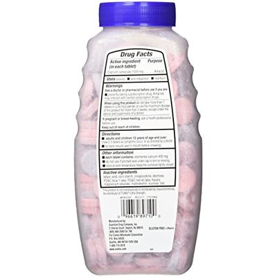 커클랜드 시그니처 울트라 스트렝스 제산제 1000mg – 530 츄어블정 (265정 x 2병) – 텀스 울트라와 같은 탄산칼슘 성분으로 속쓰림과 소화불량을 빠르게 달래주는 베리맛 씹어먹는 제산제