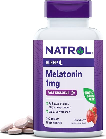 나트롤 멜라토닌 1mg 패스트 디졸브 딸기맛 200정 제품 정면