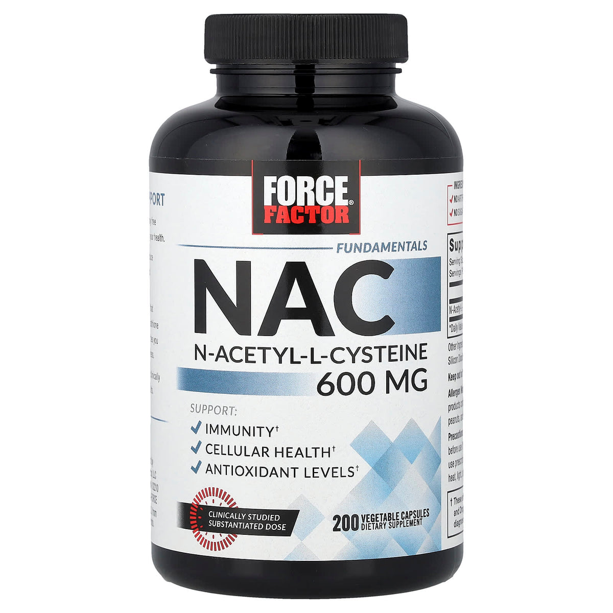 포스팩터 펀더멘탈 NAC 600mg 베지 캡슐 200정 제품 정면