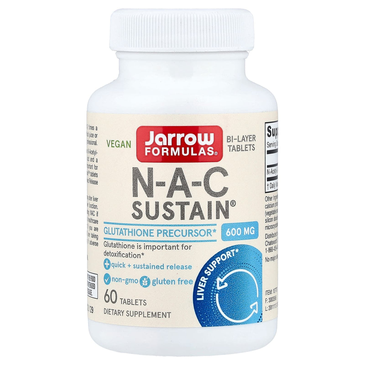 자로우포뮬러스 N-A-C 서스테인 600mg 서방형 정제 60정 제품 정면
